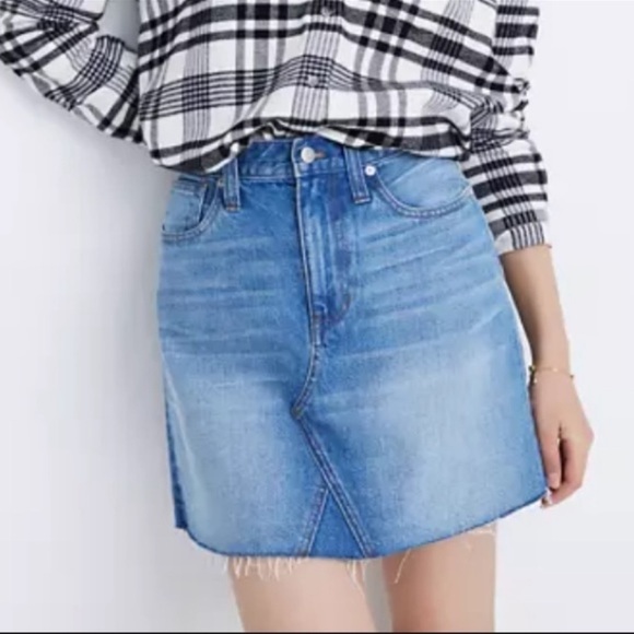 MADEWELL Women’s 32 Rigid A Line Mini Skirt Raw Hem - Picture 1 of 10